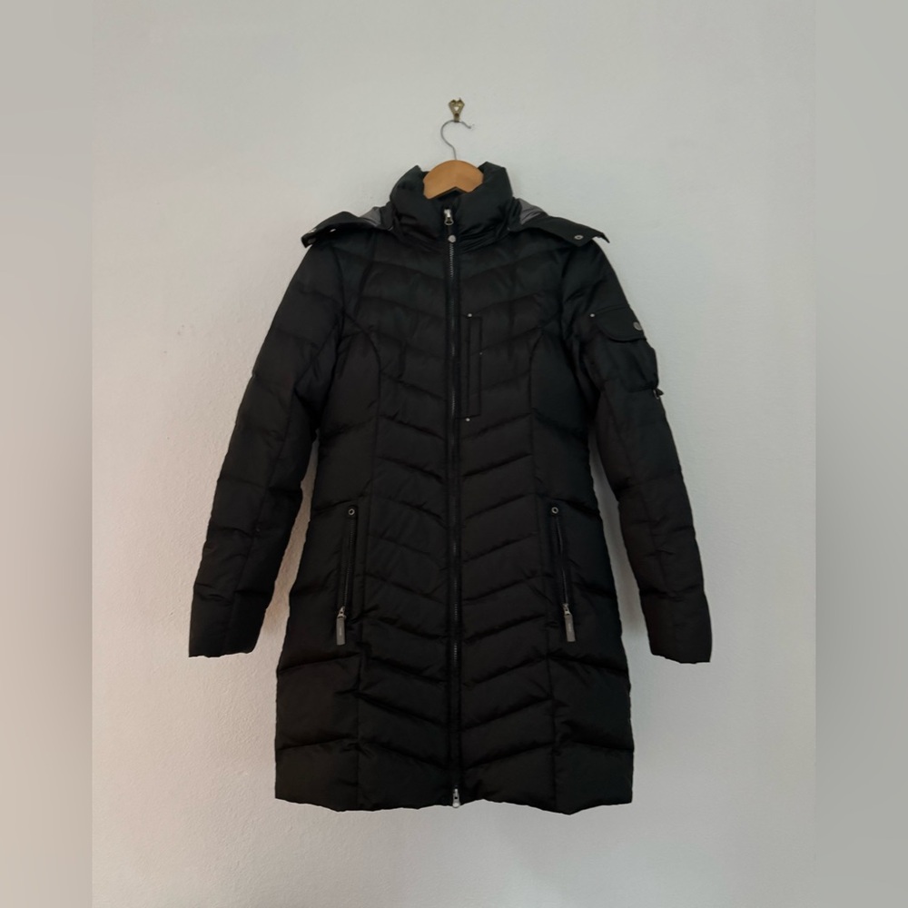 Eddie Bauer Long Puffer Coat | Black | Faux Fur Hood | Size Small